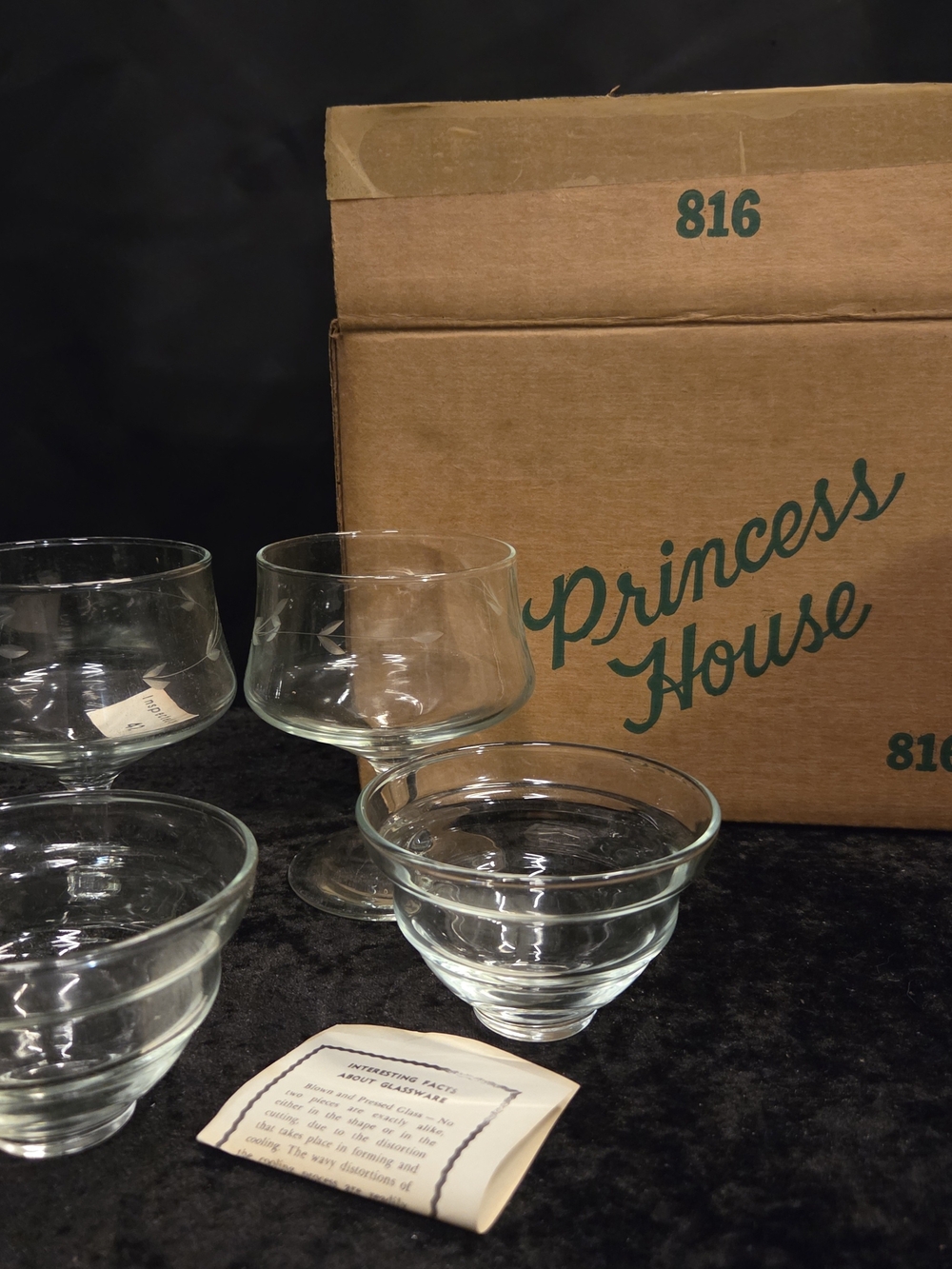 Princess House Crystal #816 Shrimp Cocktail Base and Insert Set of 2 w/Box.